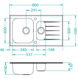 ALVEUS GLASSIX 20 zlewozmywak szklany biały odwracalny