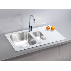 ALVEUS GLASSIX 20 zlewozmywak szklany biały odwracalny