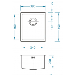ALVEUSQUADRIX 20 zlewozmywak stalowy MONARCH miedź