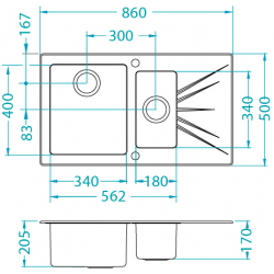 ALVEUS KARAT 20 zlewozmywak szklany biały lewy