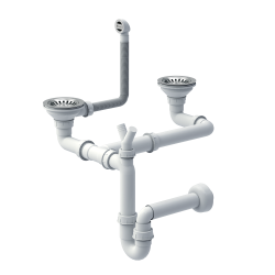 Odpływ zatyczkowy 3 1/2" z syfonem 2-komorowy stal szlachetna (GRANIT-pionowy), save space (MF104)