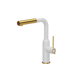 ANGELINA Q LINE Pull out SteelQ snow white mat/Nano PVD złoty