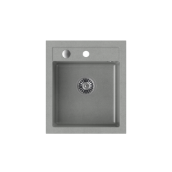 JOHNNY 100 GraniteQ zlewozmywak granitowy silver stone 1-komorowy z/o (43x50x20), z syfonem i zaślepką stal szlachetna