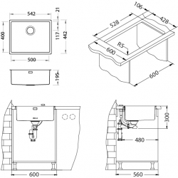ALVEUS KOMBINO 50 FS zlewozmywak stalowy MONARCH antracyt