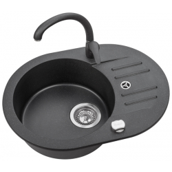 Foxtrot 40 zlewozmywak granitowy czarny + bateria Diana eco