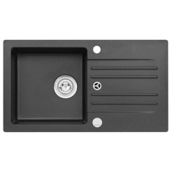 Foxtrot 130 zlewozmywak granitowy czarny + bateria Tonia