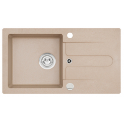 Cancan 130 zlewozmywak granitowy beżowy + bateria Tonia