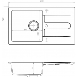 Cancan 130 zlewozmywak granitowy czarny + bateria Tonia