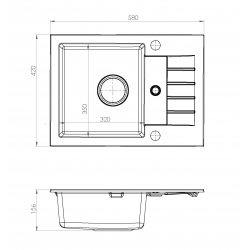 AMARO 30 Zlewozmywak granital kolor beton 81, z syfonem POP-UP