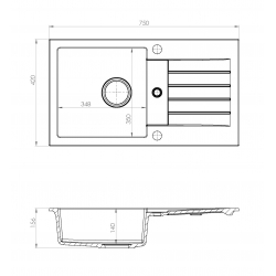 AMARO 130 Zlewozmywak granital kolor beton 81, z syfonem POP-UP