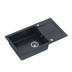 CHRISTIAN 136 XL zlewozmywak granitowy 1-komorowy czarny (78x45x18,5) z zaślepką i odpływem (komora 45x38 cm)