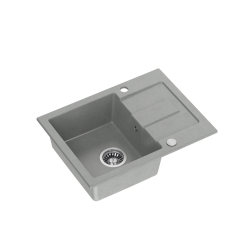 CHRISTIAN 116 zlewozmywak granitowy 1-komorowy szary (60x45x18,5) z zaślepką i odpływem