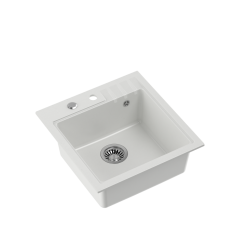 PETER 110 GraniteQ zlewozmywak granitowy snow white 1-komorowy z/o (50x52x20) z syfonem i zaślepką