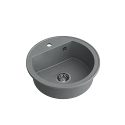 JOHNNY 210 GraniteQ zlewozmywak granitowy silver stone 1 komorowy b/o (fi.51x18) z odpływem