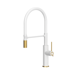 GEMMA Q LINE SteelQ snow white / Nano PVD złoty, biały wąż