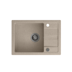 TOM 116 zlewozmywak granitowy beżowy (62x44x17,5) + syfon + zaślepka