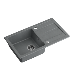 TOM 111 zlewozmywak granitowy szary (77x44x17,6) + syfon + zaślepka