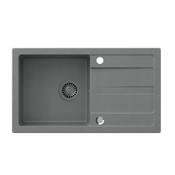 TOM 111 zlewozmywak granitowy szary (77x44x17,6) + syfon + zaślepka