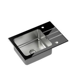 Jack 116 komora stalowa z czarnym blatem szklanym