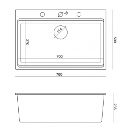 Zlewozmywak granitowy MARC 1-komorowy 76x50 cm biały/snow white + Nano ZŁOTO PVD