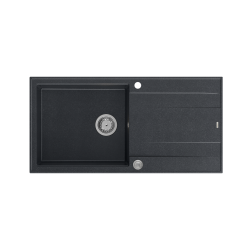 EVAN 146 XL GraniteQ zlewozmywak z syfonem Push 2 Open 1-komorowy z/o (1000x500x210; kom. 420x480) black diamond / elementy stalowe