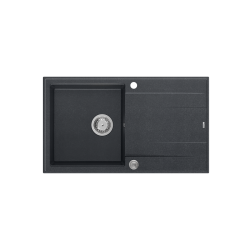 EVAN 111 GraniteQ zlewozmywak z syfonemPush 2 Open 1-komorowy z/o (860x500x210) black diamond / elementy stalowe