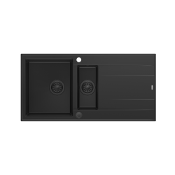 EVAN 156 GraniteQ zlewozmywak z syfonem Push To Open 2-komorowy z/o (1000x500x210; kom. 420x480) pure carbon / elementy pure carbon