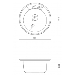 MORGAN 210 GraniteQ zlewozmywak snow white z syfonem Push To Open stal szlachetna okrągły 1-komorowy b/o + zaczepy 3 szt