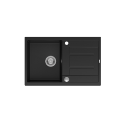 MORGAN 111 GraniteQ zlewozmywak pure carbon z syfonem Push To Open 1-komorowy z/o / elementy stal szlachetna
