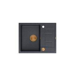 MORGAN 116 GraniteQ zlewozmywak black diamond z syfonem Push To Open kol. miedziany 1-komorowy z/o + zaczepy 4 szt