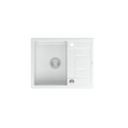 MORGAN 116 GraniteQ zlewozmywak snow white z syfonem Push To Open stal szlachetna 1-komorowy z/o + zaczepy 4 szt