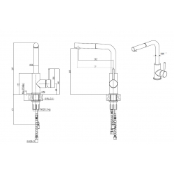 ANGELINA Pull out SteelQ PVD miedziany / czarny metalik