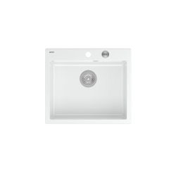 MORGAN 110 GraniteQ zlewozmywak snow white z syfonem Push To Open stal szlachetna 1-komorowy b/o + zaczepy 4 szt