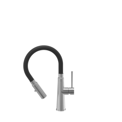GINA SteelQ stalowa bateria kuchenna z elastyczną wylewką, stalowy / wąż czarny