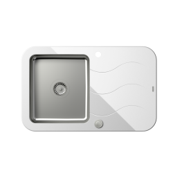 Glen 211 HardQ komora stalowa z białym blatem szklanym z syfonem Push 2 Open (780x500/R35)