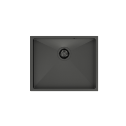 ANTHONY SteelQ zlewozmywak PVD graphite metal z syfonem 1-komorowy b/o wersja podwieszana + szablon + zaczepy