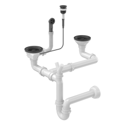 Odpływ PUSH TO OPEN 3 1/2" z syfonem 2-komorowy Power Color pure carbon (GRANIT-pionowy), save space, przycisk okrągły