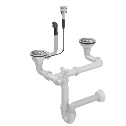 Odpływ PUSH TO OPEN 3 1/2" z syfonem 2-komorowy stal szlachetna (GRANIT-pionowy) save space, przycisk okrągły stal szczotkowana