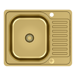 KEVIN 116 SteelQ zlewozmywak PVD z syfonem 1-komorowy z/o złoty