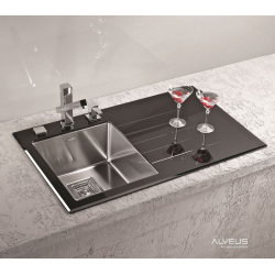 ALVEUS CRYSTALIX 10 zlewozmywak szklany czarny lewy