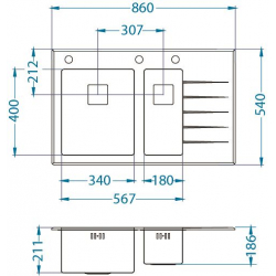 ALVEUS CRYSTALIX 20 zlewozmywak szklany czarny prawy