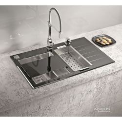 ALVEUS CRYSTALIX 20 zlewozmywak szklany czarny prawy