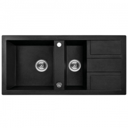 Barbados - zlewozmywak 1,5-komorowy z ociekaczem czarny SBB 731T