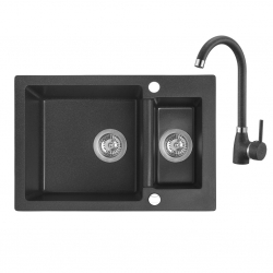 Celia - zlewozmywak 1,5-komorowy z baterią granitową z wylewką U 	SJCA730T