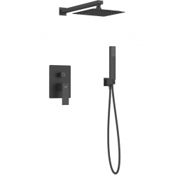 Kvadrato - bateria natryskowa podtynkowa z zestawem czarny BLQ 702P