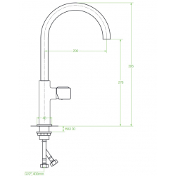 Bateria Laveo PRETTO z wylewką U czarna BAO 768D