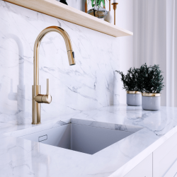 Bateria kuchenna z wyciąganą wylewką Divio Light Gold Mat - Zakup u Producenta - Wysyłka 0 zł - Dostawa nawet w 24h