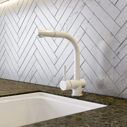 Bateria kuchenna z wyciąganą wylewką Lobio White - Zakup u Producenta - Wysyłka 0 zł - Dostawa nawet w 24h